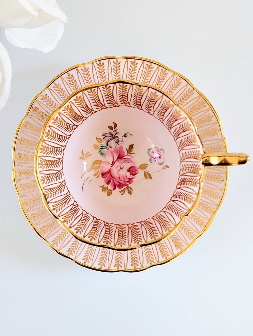 Royal Stafford Pink Rose Bone China Wide Mouth Tea Cup Saucer Set England